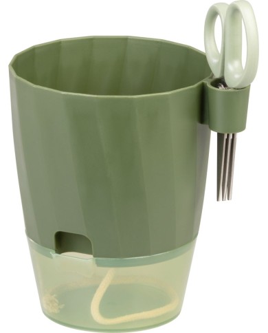 Kvetináč Strend Pro, s nožnicami, farba zelená, 15,5x12,5x16 cm