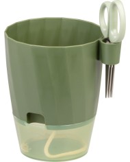 Kvetináč Strend Pro, s nožnicami, farba zelená, 15,5x12,5x16 cm