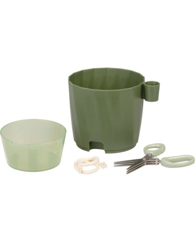 Kvetináč Strend Pro, s nožnicami, farba zelená, 15,5x12,5x16 cm