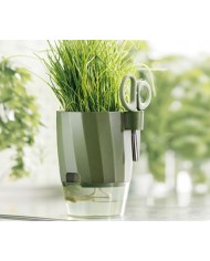 Kvetináč Strend Pro, s nožnicami, farba zelená, 15,5x12,5x16 cm