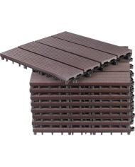 Sada terasových dosiek s WPC efektom dreva, palubovka, PP, 31x31x2, plast, farba hnedá a sivá, bal. 9ks