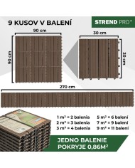 Sada terasových dosiek s WPC efektom dreva, palubovka, PP, 31x31x2, plast, farba hnedá a sivá, bal. 9ks