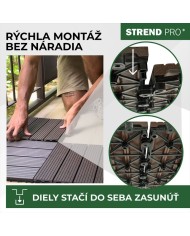 Sada terasových dosiek s WPC efektom dreva, palubovka, PP, 31x31x2, plast, farba hnedá a sivá, bal. 9ks