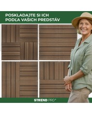 Sada terasových dosiek s WPC efektom dreva, palubovka, PP, 31x31x2, plast, farba hnedá a sivá, bal. 9ks