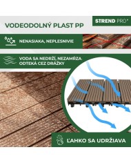 Sada terasových dosiek s WPC efektom dreva, palubovka, PP, 31x31x2, plast, farba hnedá a sivá, bal. 9ks