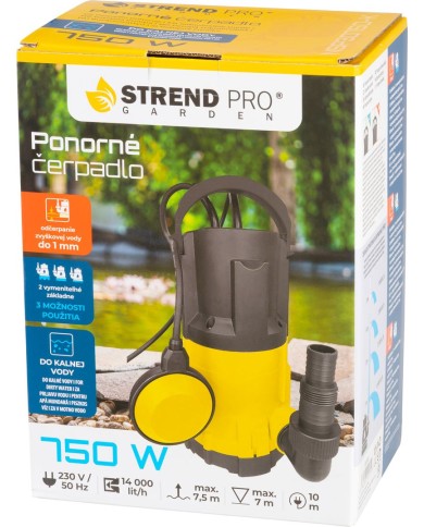 Čerpadlo Strend Pro Garden NSP3D750-K, kalové, ponorné, 750W, 2 v 1, 14000 l/h, 10 m kábel, do 1 mm