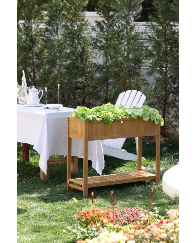 Záhon Strend Pro Garden, 89x33x76 cm, so spodnou policou, drevo, vyvýšený, s nohami