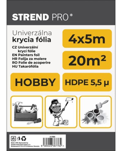 Fólia krycia Strend Pro Hobby, maliarska, 4x5 m, 6µ, zakrývacia