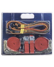 Popruh upínací Strend Pro, 25 mm, L-5 m, max. 250/200/250 kg, bal. 2x pás s račňou + 2x pás so sponou + 8x upínacia guma