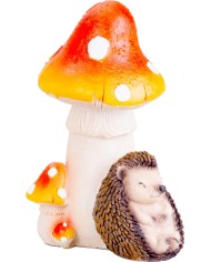 Dekorácia MagicHome Nature, Ježko pod hubou, polyresin, 13,3x11x19,2 cm