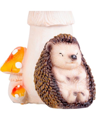 Dekorácia MagicHome Nature, Ježko pod hubou, polyresin, 13,3x11x19,2 cm