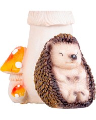 Dekorácia MagicHome Nature, Ježko pod hubou, polyresin, 13,3x11x19,2 cm