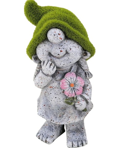 Dekorácia MagicHome, Dievčatko so zeleným klobúkom, keramika, 9,5x6,5x17,8 cm