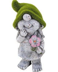 Dekorácia MagicHome, Dievčatko so zeleným klobúkom, keramika, 9,5x6,5x17,8 cm