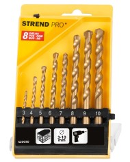 Sada vrtákov Strend Pro FD023, 8 dielna, 3-10 mm, TiN, do muriva