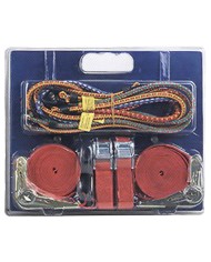 Popruh upínací Strend Pro, 25 mm, L-5 m, max. 250/200/250 kg, bal. 2x pás s račňou + 2x pás so sponou + 8x upínacia guma