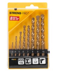 Sada vrtákov Strend Pro FD023, 8 dielna, 3-10 mm, TiN, do muriva