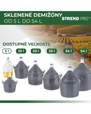 Demižón Strend Pro Cada Inco, 5 lit. sklenený, demižón na víno a pálenku, plastový kryt