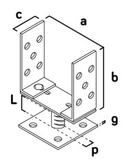 Podpera na hranoly ASU1, 0-125 mm, Zn, pätka nastaviteľná, podstavec
