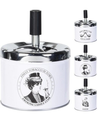 Popolník zatláčací 90x120mm, biely s čiernym dizajnom