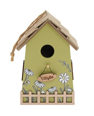 Ozdoba závesná domček 16,5 cm drevo zelená