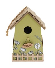 Ozdoba závesná domček 16,5 cm drevo zelená