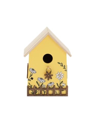Ozdoba závesná domček 16,5 cm drevo žltá