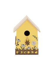 Ozdoba závesná domček 16,5 cm drevo žltá