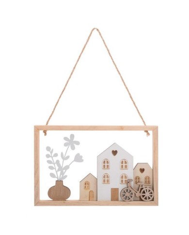 Ozdoba závesná obraz 12x13 cm drevo