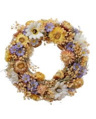 Veniec jarný závesný 25 cm fialový/žltý kvet prírodný