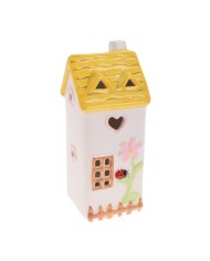 Dekorácia domček LED 17,5 cm dolomit žltý