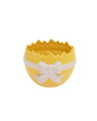 Obal na kvetináč škrupina 14,3x13,5x10,3 cm porcelán žltý