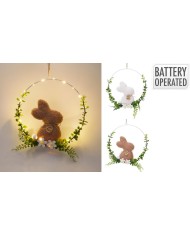 Ozdoba závesná zajac v kruhu LED 30 cm mix