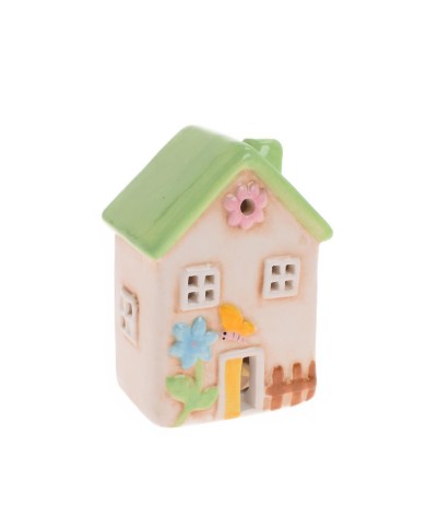 Dekorácia domček LED 9,7 cm dolomit zelený