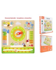 Kalendár s hodinami drevený 30x30x3cm, slovenský