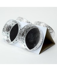 Podstavec na sviečku kruh ornament strieborný 4ks