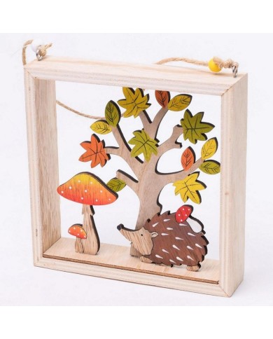 Ozdoba závesná obraz jesenný 15,7x15,7x3,5 cm