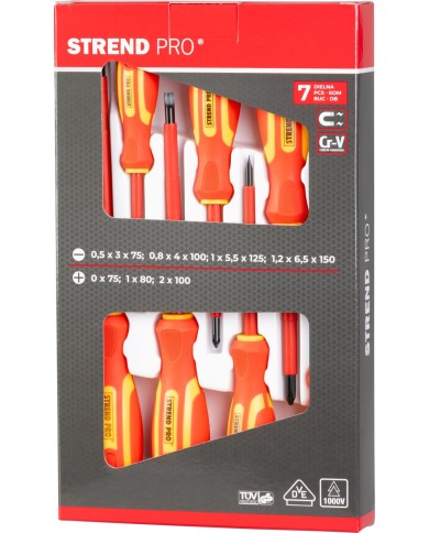 Sada skrutkovačov Strend Pro YF20719, VDE 7 dielna, ploché + Phillips, elektrikárske, 1000V