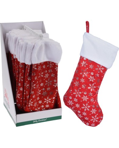 Ponožka vianočná 42x26 cm červeno-strieborná