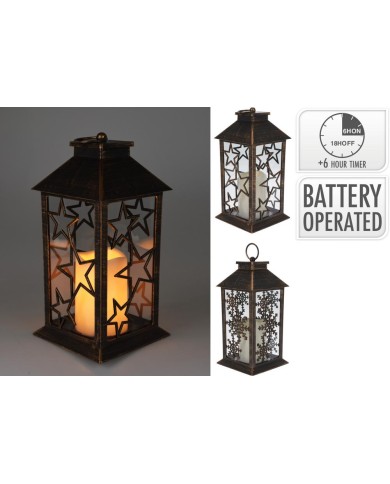 Lampáš svietnik s LED sviečkou 14x14x28 cm plast/sklo čierny mix