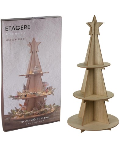 Podnos etažérka dekoračná 3-poschodová stromček 38x79 cm drevo