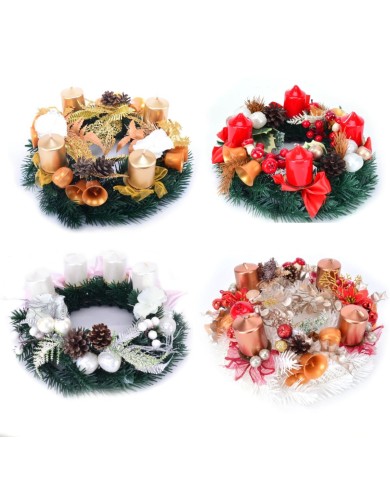 Veniec adventný 28 cm dekorovaný mix
