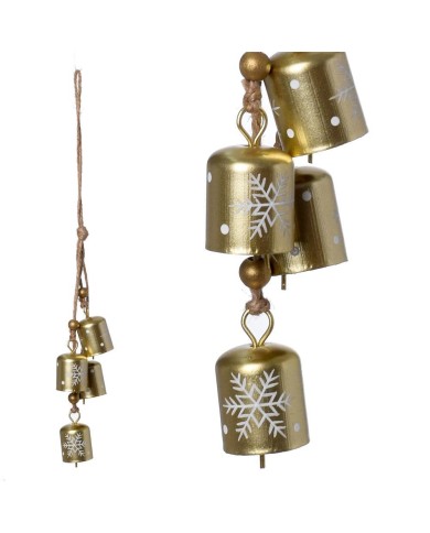 Ozdoba závesná rolničky 2,5x2,5x34cm kov zlatá