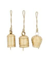 Ozdoba závesná zvonček 6x6x9cm kov zlatá mix