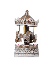 Dekorácia kolotoč perník+hudba 11,5x11,5x21,5cm polyrezín