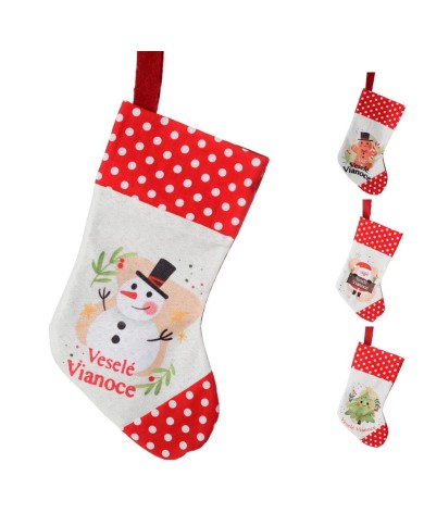 Ozdoba závesná ponožka vianočná 40x29 cm mix