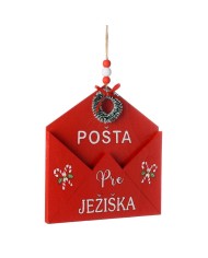 Ozdoba závesná obálka 16x15x1,3 cm červená