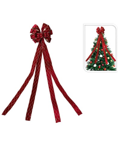 Ozdoba mašľa 130x33 cm na vianočný stromček červená