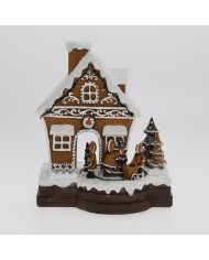 Dekorácia domček LED perník 20x13,5x25 cm zvukové efekty