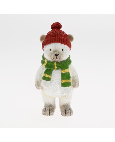 Postavička medveď s čiapkou a šálom 17 cm poly